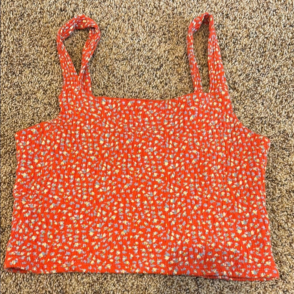 American Eagle Outfitters Orange Sleeveless Crop Tank Top